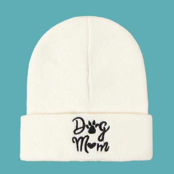 Accessories - Dog Mom Beanie Hat - White